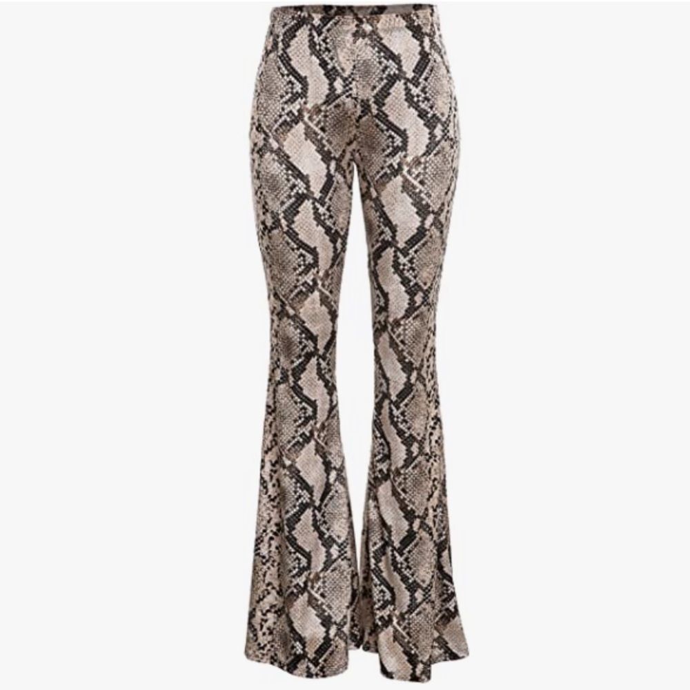 Buttery Soft Animal Snakeskin Print VELVET Bell Bottom Flare Pants - Picture 11 of 14